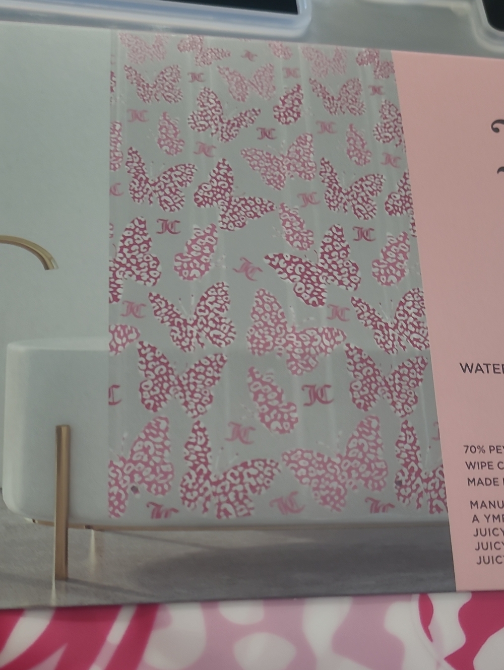 Juicy Couture Pink and White Butterfly Shower Curtain